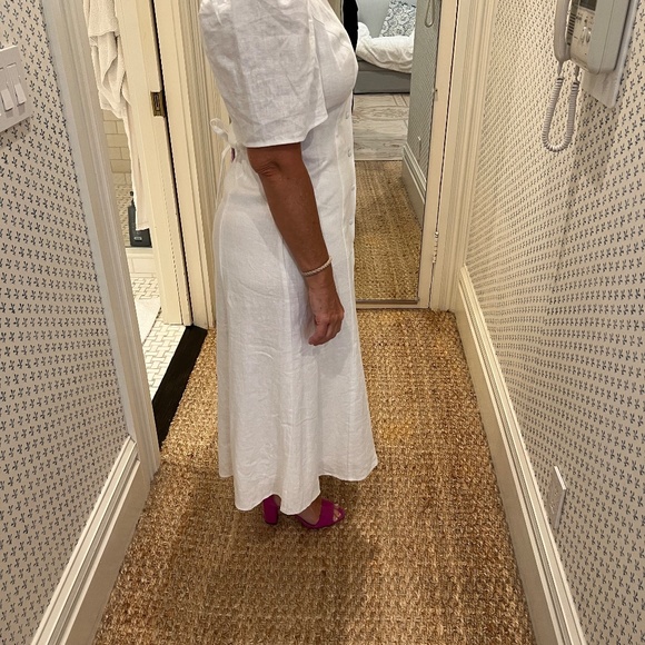 Reformation White Linen Midi Dress Size 10 - Picture 3 of 8